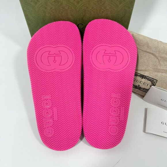 NIB Gucci Agrado Rubber Sandals EU 36 US 6 Web Slide Slip On Coral Crisscross - Picture 8 of 9